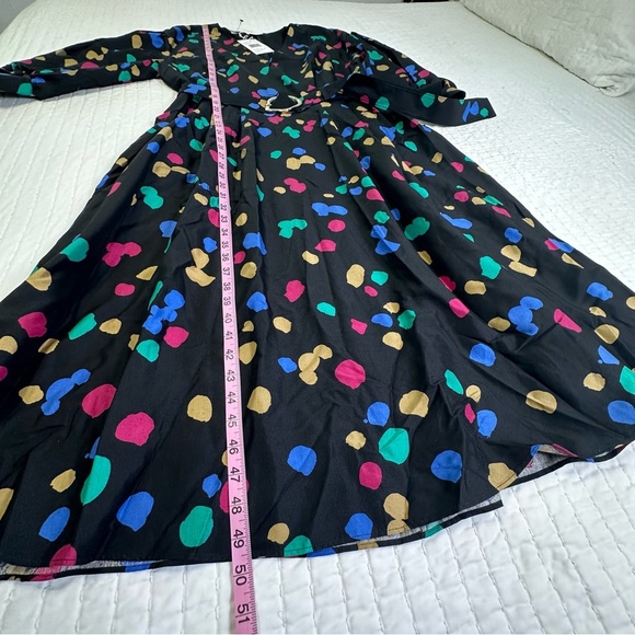 Lafayette 148 New York 100% Silk Black Doha Scattered Dot Print Wrap Dress - Picture 9 of 16